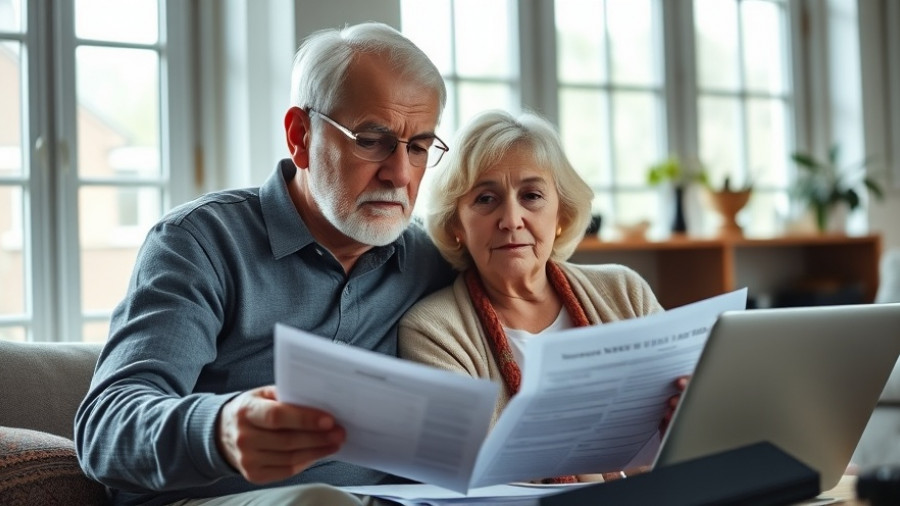 Senior couple review papers, reflecting on new social security changes.