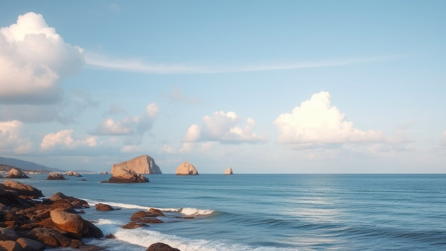 Coastal landscape with rocks and clouds; retirement planning for self-employed.