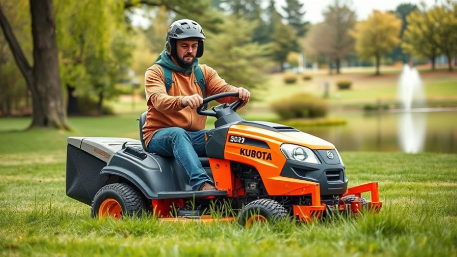 Kubota innovations at Equip Expo: man using a lawn mower.
