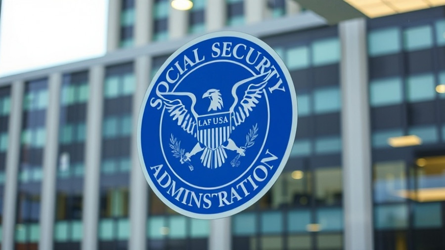 Social Security Administration logo on glass; COLA warning.