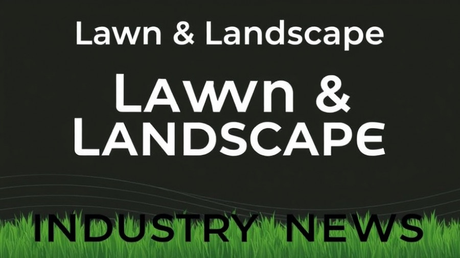Lawn & Landscape industry news text on dark background.