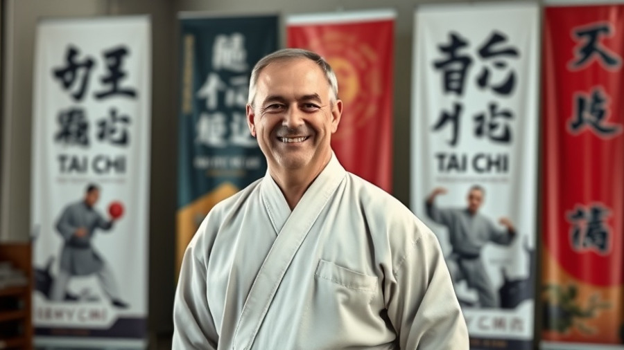 Tai Chi instructor in traditional outfit for PTSD management display.