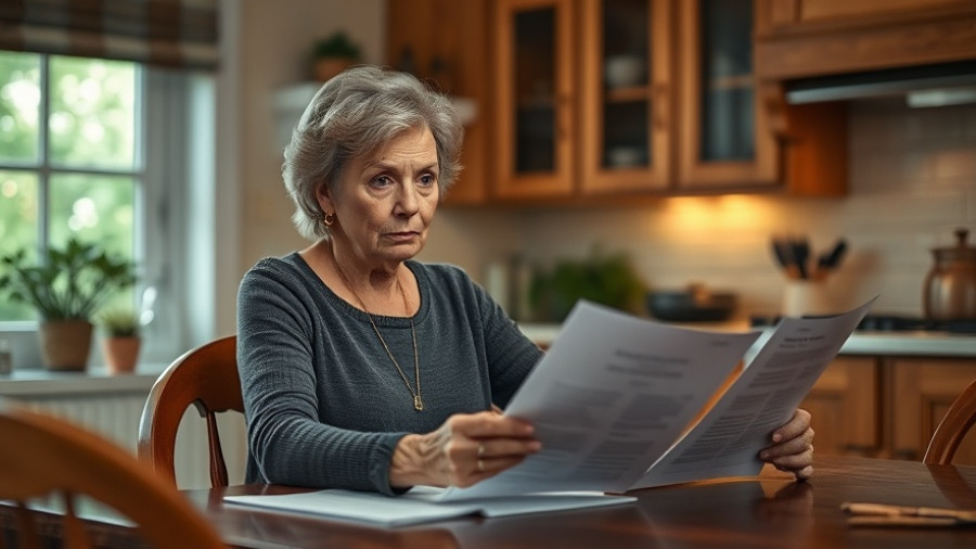 Concerned woman reviewing Medicare Medicaid telehealth documents at home.