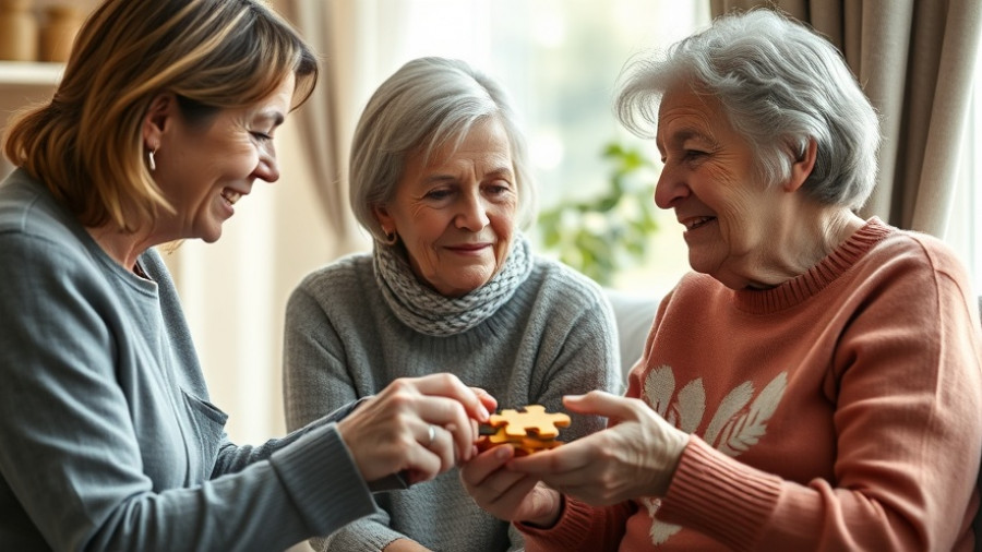 Caregiver helping elderly woman with puzzle, expanding in-home care services.
