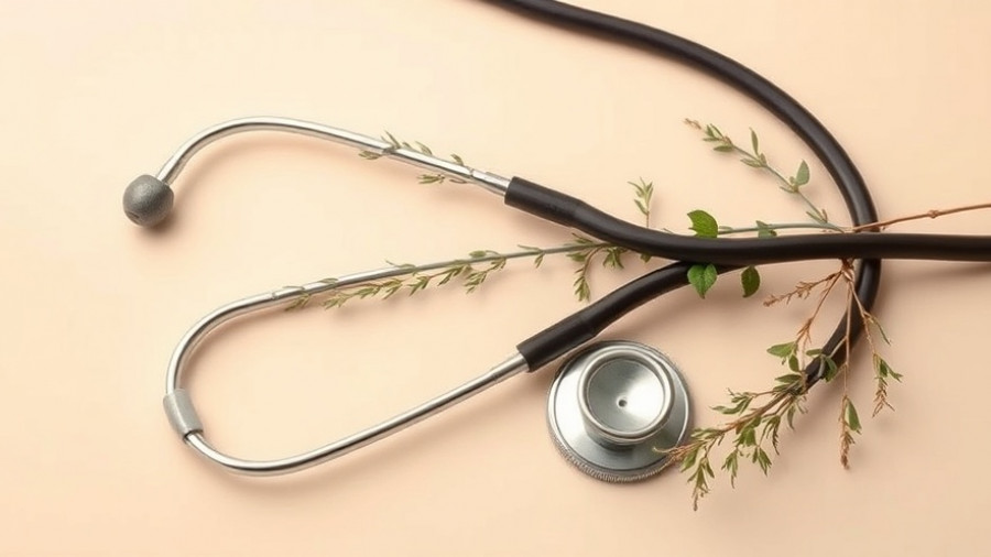 Artistic stethoscope with herbs, symbolizing alternative health care in Muskegon.