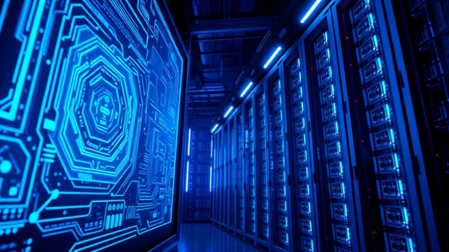 Innovative tech hub in Muskegon showcasing futuristic digital systems.