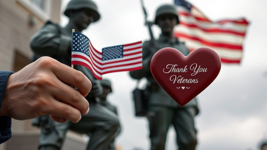 Care-A-Van Veterans Day tribute image with flag and soldier.