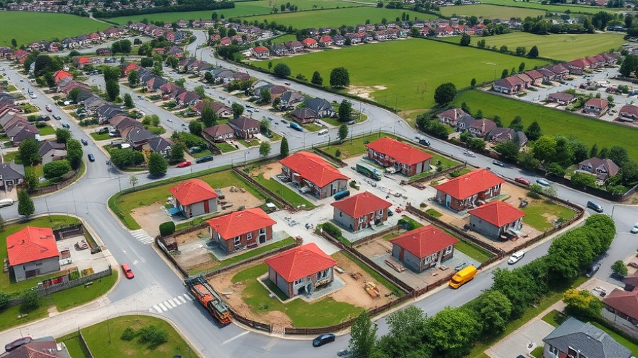 Aerial view of Kaitāia housing for over 50s under construction.