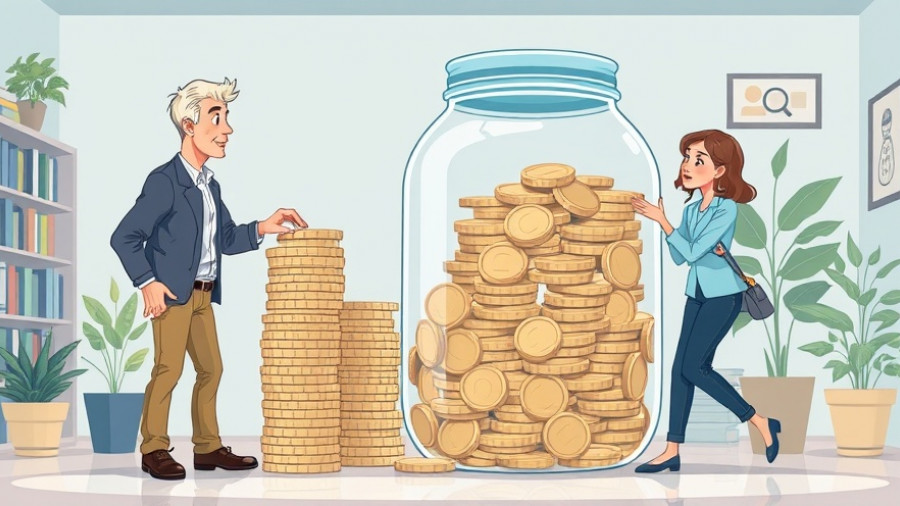 Illustration of small business retirement plans concept with coins and jar.