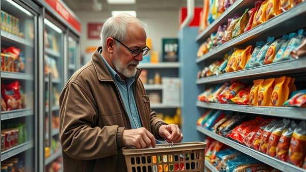 Man shopping under EBT sign in a Muskegon store