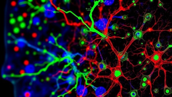 Fluorescent image of neural microglia highlighting cellular activity, showcasing potential Protective Microglia Subtype for Alzheimer’s Disease.