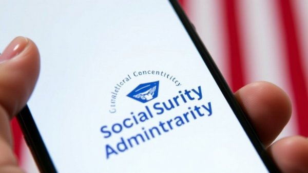 Smartphone with Social Security Administration logo held by a hand, 2026 Social Security payment schedule.
