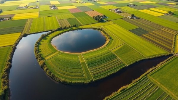 Aerial view of vibrant green fields, ideal settings for the best fertilizer for bougainvillea, bonsai, and grevillea.