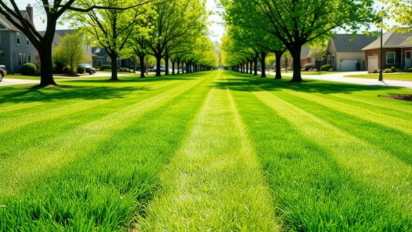 Lush green lawn after expert lawn fertilization and weed control services.