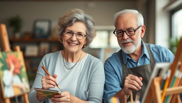 Seniors painting in a community center, Claim Social Security at Age 62.
