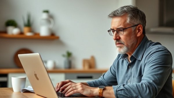 Middle-aged man tackling Gen X retirement challenges in kitchen