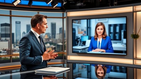 News anchor and expert discussing hearing loss and Alzheimer's disease on TV.