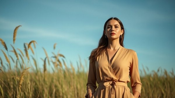 Elegant woman in nature on Brittany Snow's mental health journey.