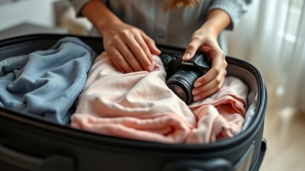 Packing suitcase with essentials, Traveling with Eczema focus.
