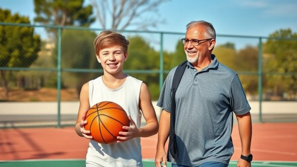 Youth sports injury prevention education on court with teen and coach.