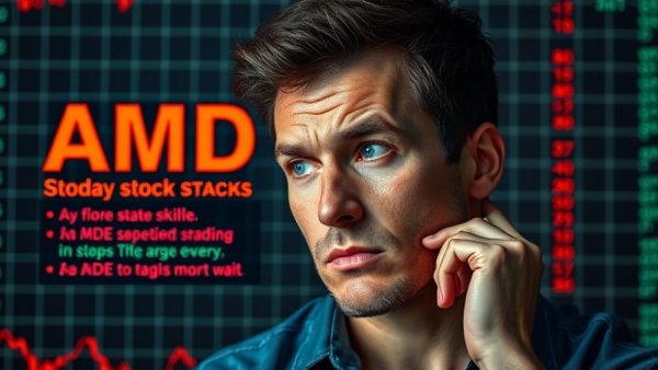 AMD stock prediction warning with thoughtful man's expression.