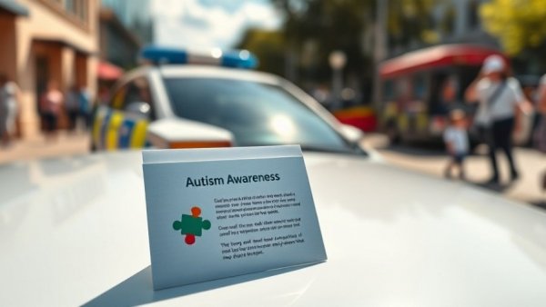 Autism awareness card by police car, effective communication aids for autism Muskegon.
