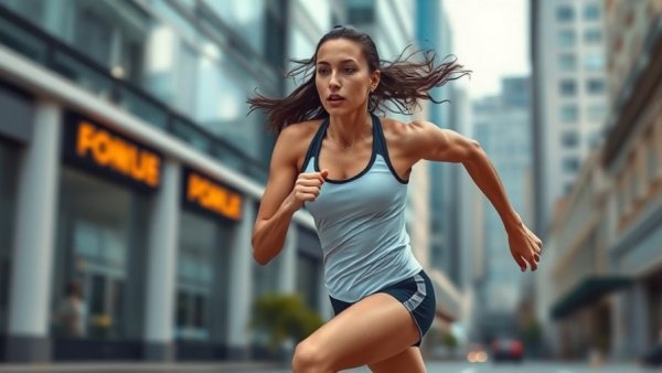 Athletic woman sprinting outdoors to get faster at running