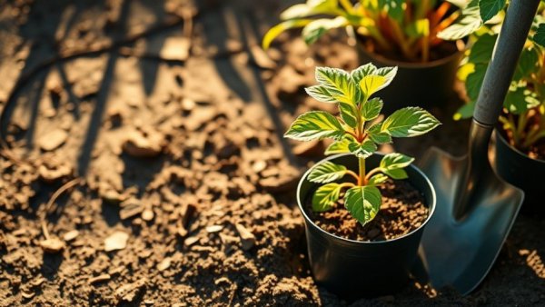 Young plant in soil for November gardening in zones 8-10.