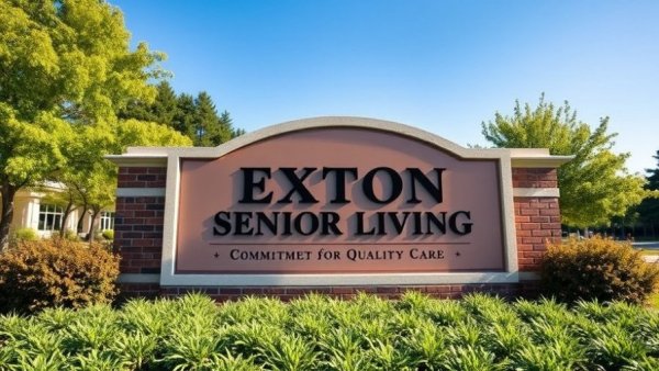 Exton Senior Living sign reflecting commitment to quality care.