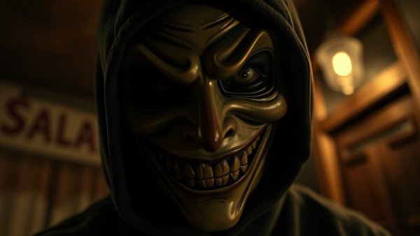 Sinister masked figure in a dark setting from Black Phone 2.