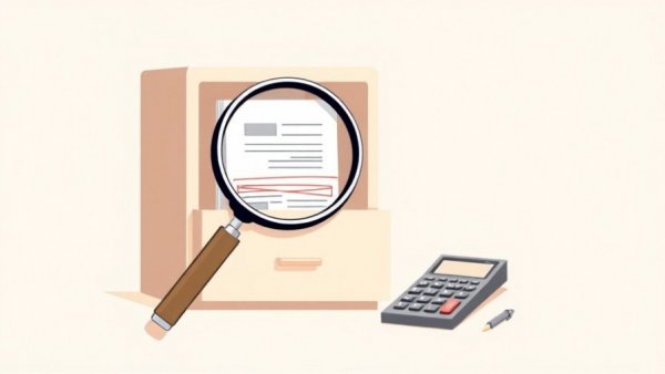 Minimalist illustration of magnifying glass and filing cabinet with calculator and pen, related to Iradimed CEO stock sale.