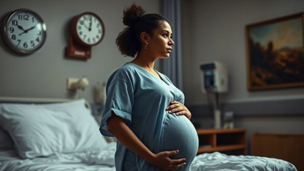 Pregnant woman in hospital, contemplating Tylenol use.