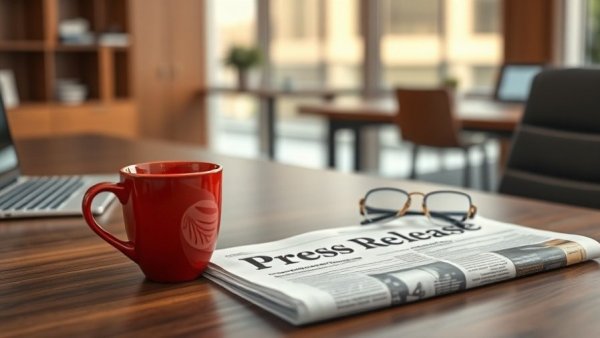 Desk with press release, coffee cup, and glasses for lawn fertilization and weed control services near me.