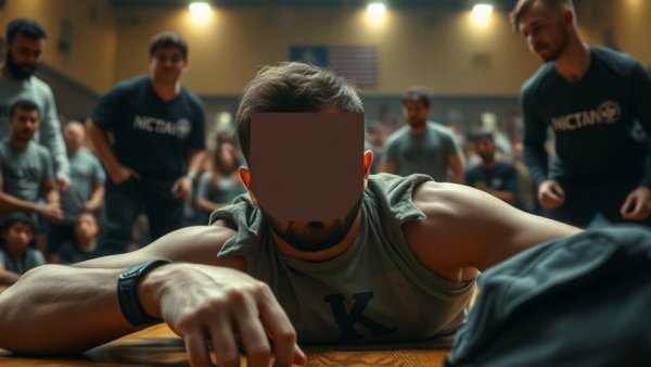 Power Slap contest injuries: participant lying on mat after knockout.