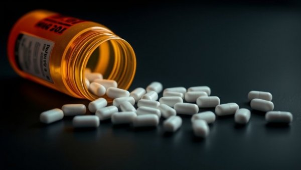 Polypill for heart failure concept with open bottle and pills