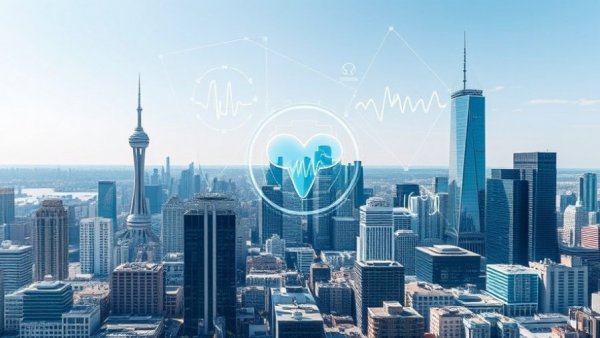 Innovative healthcare technology over cityscape, Muskegon