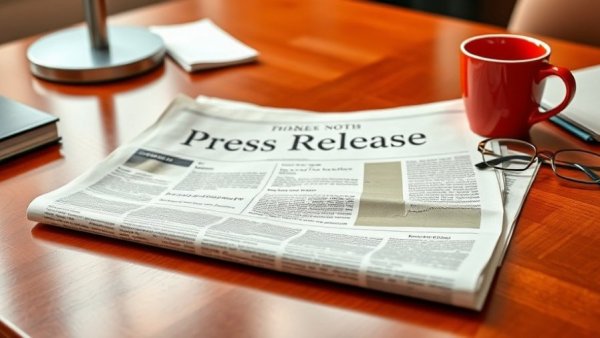 Press release on desk with coffee and glasses, relevant to lawn fertilization and weed control services near me Muskegon.