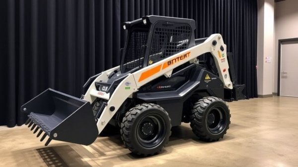 High-tech mini loader attachments for microtrenching showcased indoors.