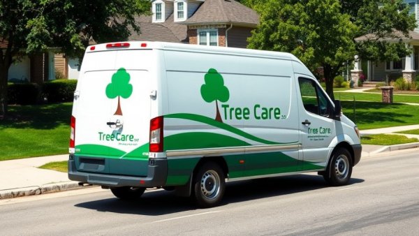 Local tree expert truck parked in Shelby Michigan neighborhood.