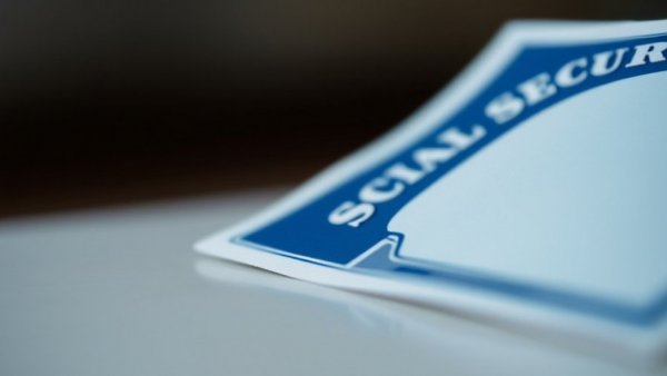 Close-up Social Security card for Muskegon retirement sign up.