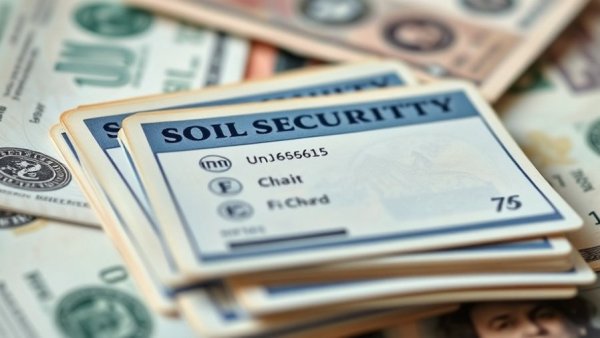 Close view of Social Security cards with cash, symbolizing benefit increase.
