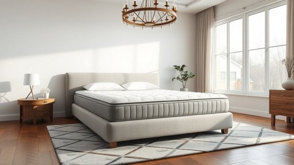 Elegant bedroom with plush mattress on modern bed, Saatva Black Friday mattress deals 2025.
