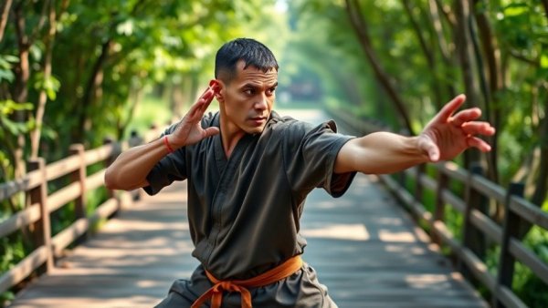 Martial arts practice outdoors, illustrating Power Slap competition risks.