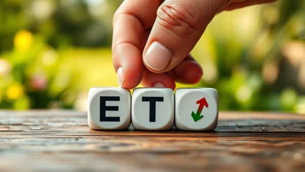 Close-up of ETF dice with market trend symbols, SPY vs IVV concept.