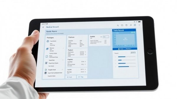 Digital tablet showing medical record interface for early dementia detection AI.