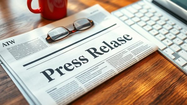 Press release on desk with coffee cup and glasses, sod installation services.