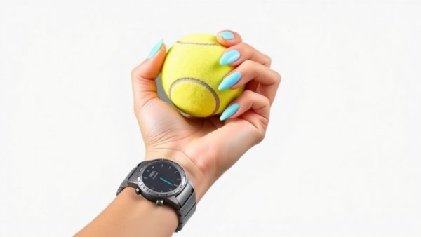 Dazzle Dry Nail Polish Review: Hand with blue nails holding tennis balls