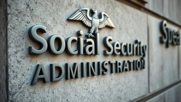 Social Security Administration emblem on stone wall