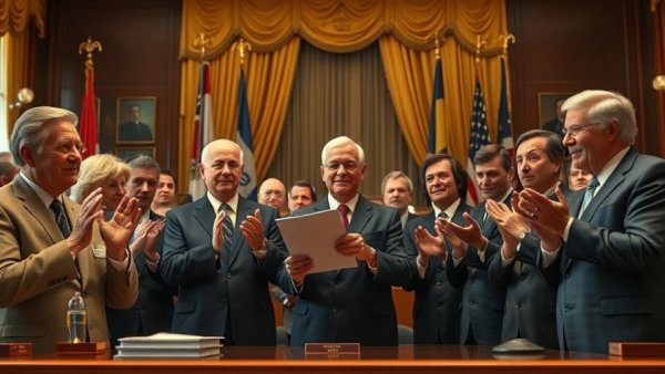 Officials at document signing ceremony applauding, Medicare telehealth waivers document signing.