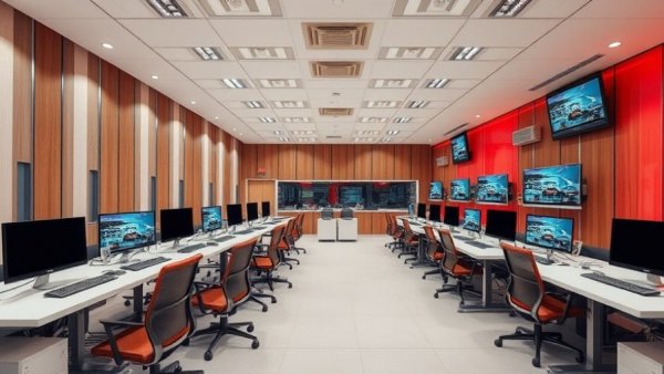 Kawasaki Engines Technical Training Center with organized workstations.